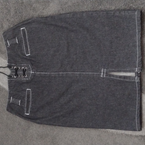 NWOT ROUGHWEAR BLUES Black Wash Denim Pencil Skirt with Lace Up Back Detail!! - Picture 6 of 6